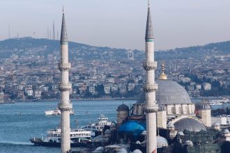 view to the Bosporus in Istanbul